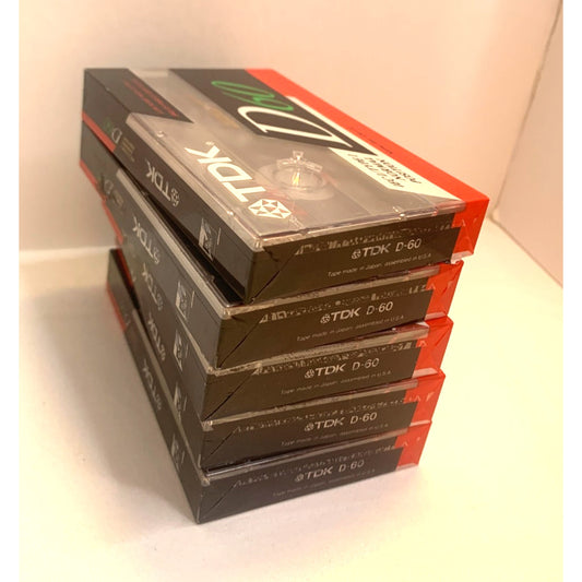 Lot of 5 TDK D60 Blank Cassette Tapes IEC1/TYPE1 Normal Position SEALED