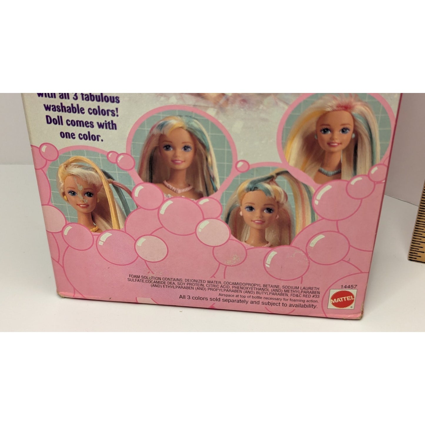 1995 Mattel Barbie Foam N Color Barbie Doll with Pink Foam #14457 New In Box