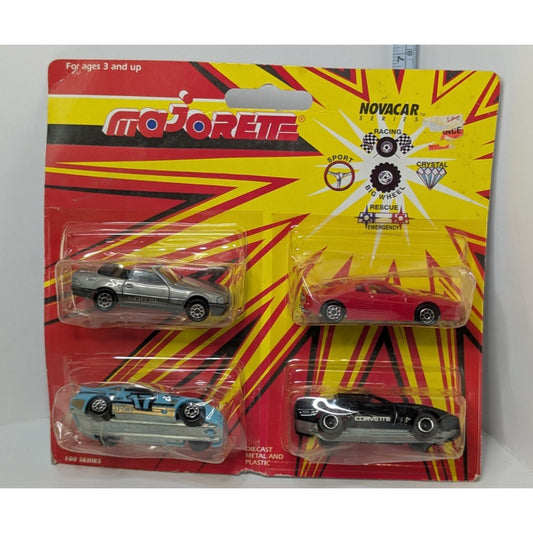 Majorette Diecast Novacar 4-Car Series 100 Sports Cars Corvette & Mercedes 90s