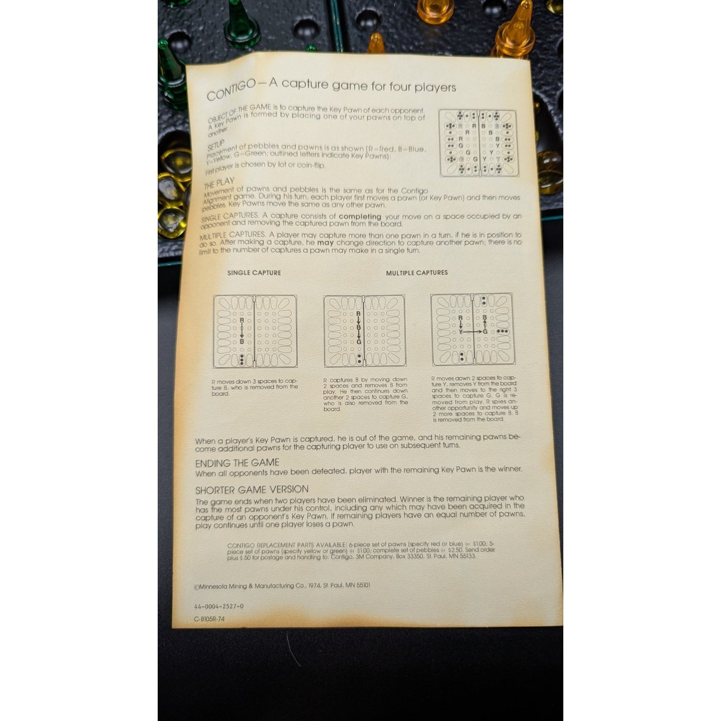 VIntage 1974 3M Bookshelf Boardgame Contigo Box 100% Complete w/Instructions