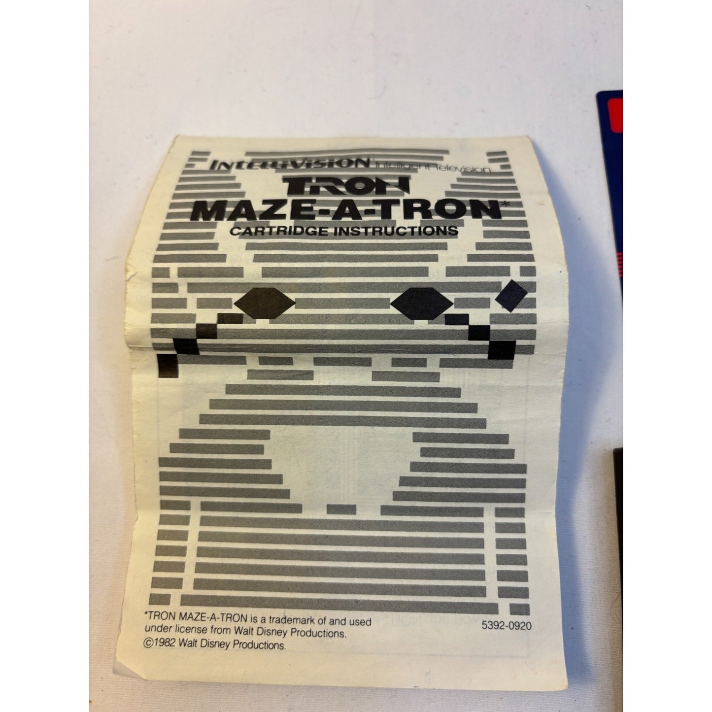Tron Maze-A-Tron Intellivision Video Game Cartridge Overlay Manual 1982 Tested