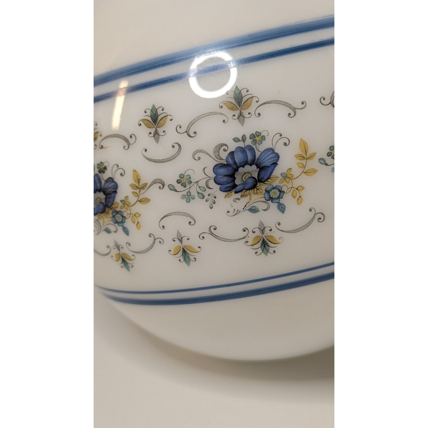 Vintage 8" Quoizel Abigail Adams Blue & White Glass Globe Shade w/ 4" Fitter