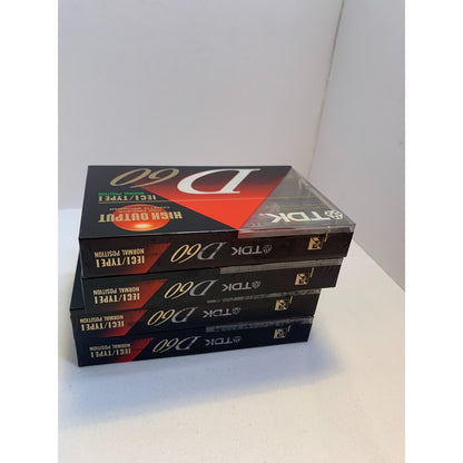 Lot of 4 TDK D60 High Output Audio Cassette Tapes Blank IECI/TYPE I NEW Sealed