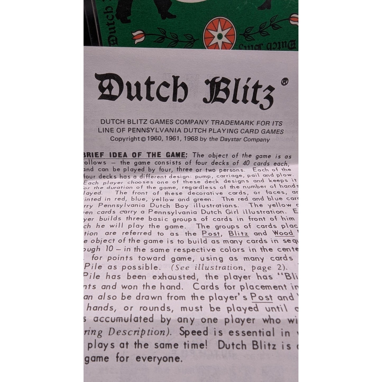 VTG 1973 Dutch Blitz Card Game In Original Packaging Unused w/Instructions