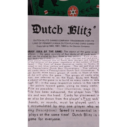 VTG 1973 Dutch Blitz Card Game In Original Packaging Unused w/Instructions