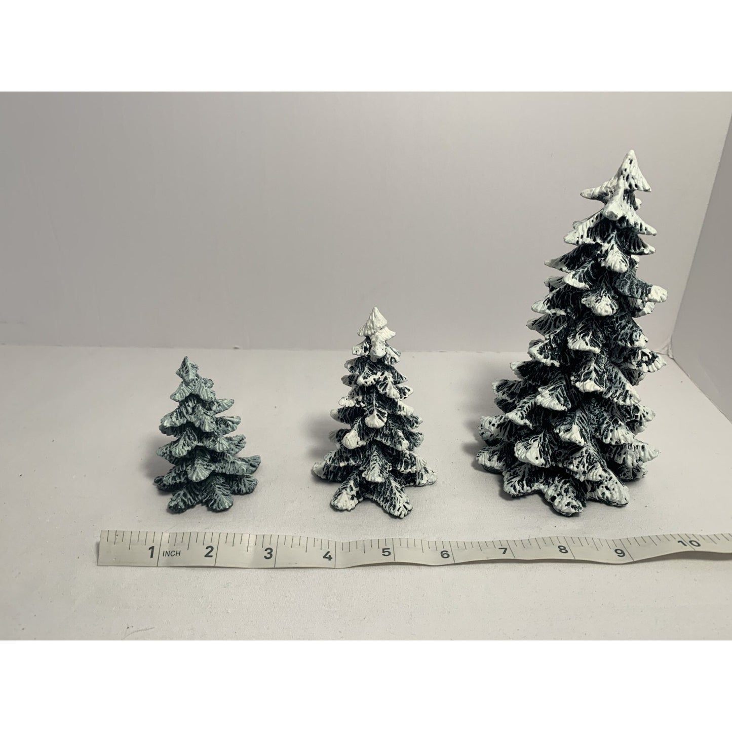 Vintage 90s Department 56 Village Set of 3 Evergreen Trees Cold Cast Porcelain D
