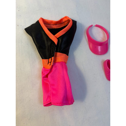 Barbie Outfit 1993 Glitter Hair Dress Shoes Visor Brush #10965