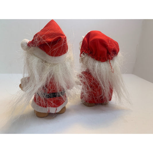 Vintage Pair Of Russ Troll Dolls Christmas Mr & Mrs Santa Claus 3"