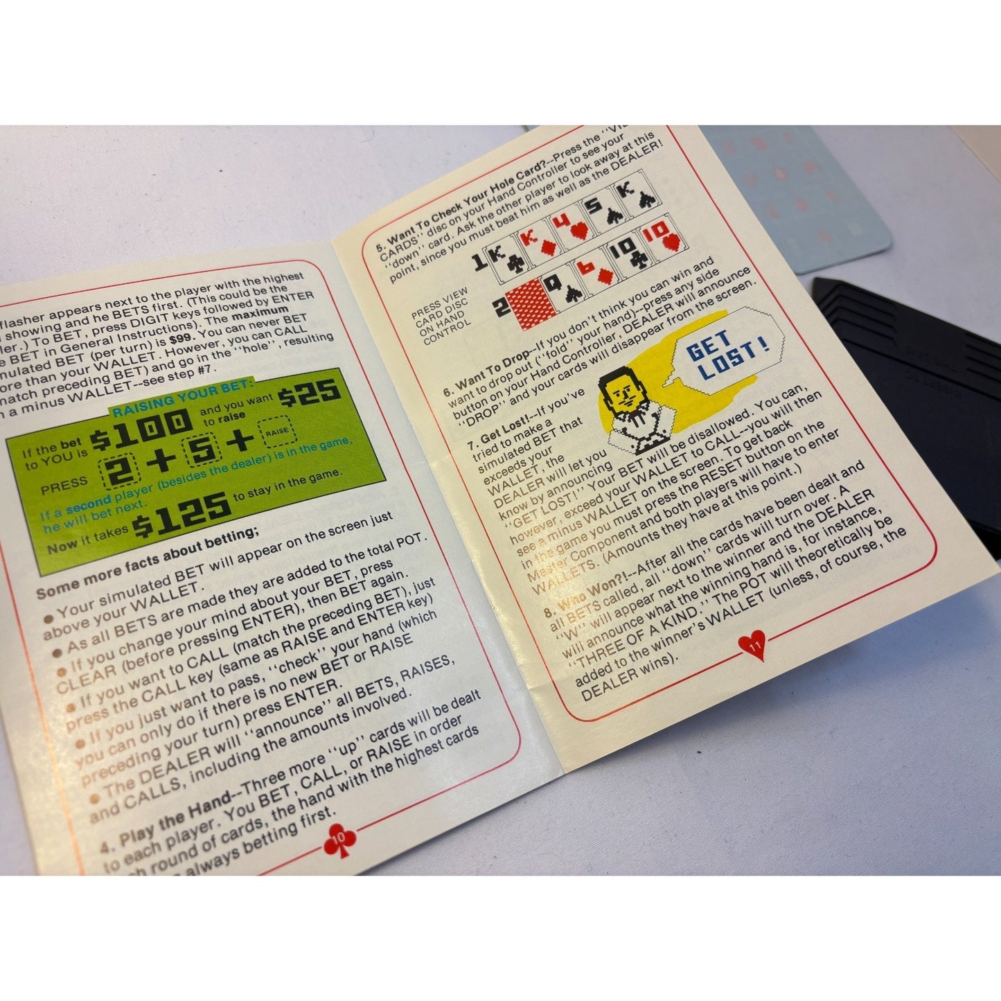 Poker & Blackjack Intellivision Game Cartridge 2 Overlays + Manual Tested Works