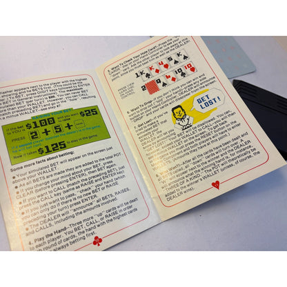 Poker & Blackjack Intellivision Game Cartridge 2 Overlays + Manual Tested Works