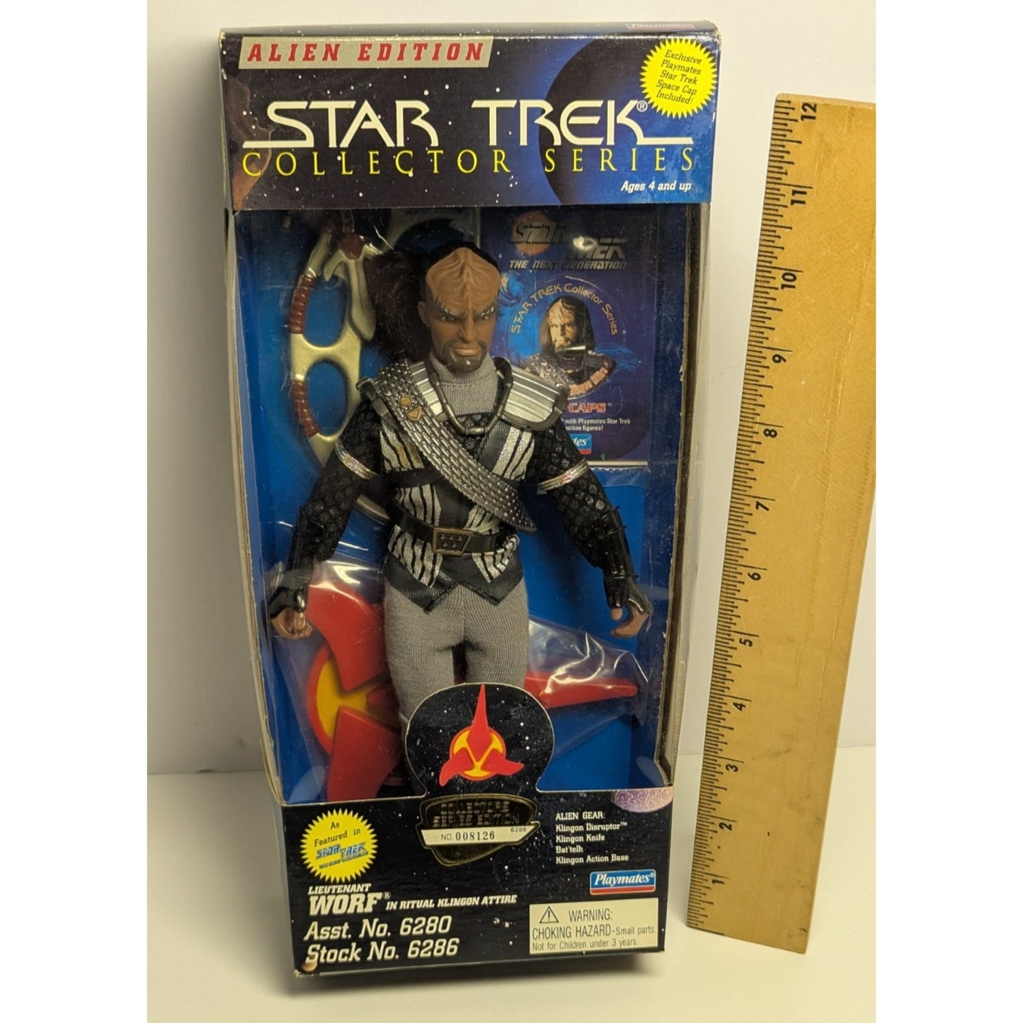 Star Trek DS9 Worf 9" Figure Playmates Toys 1995 Alien Edition Collector Series
