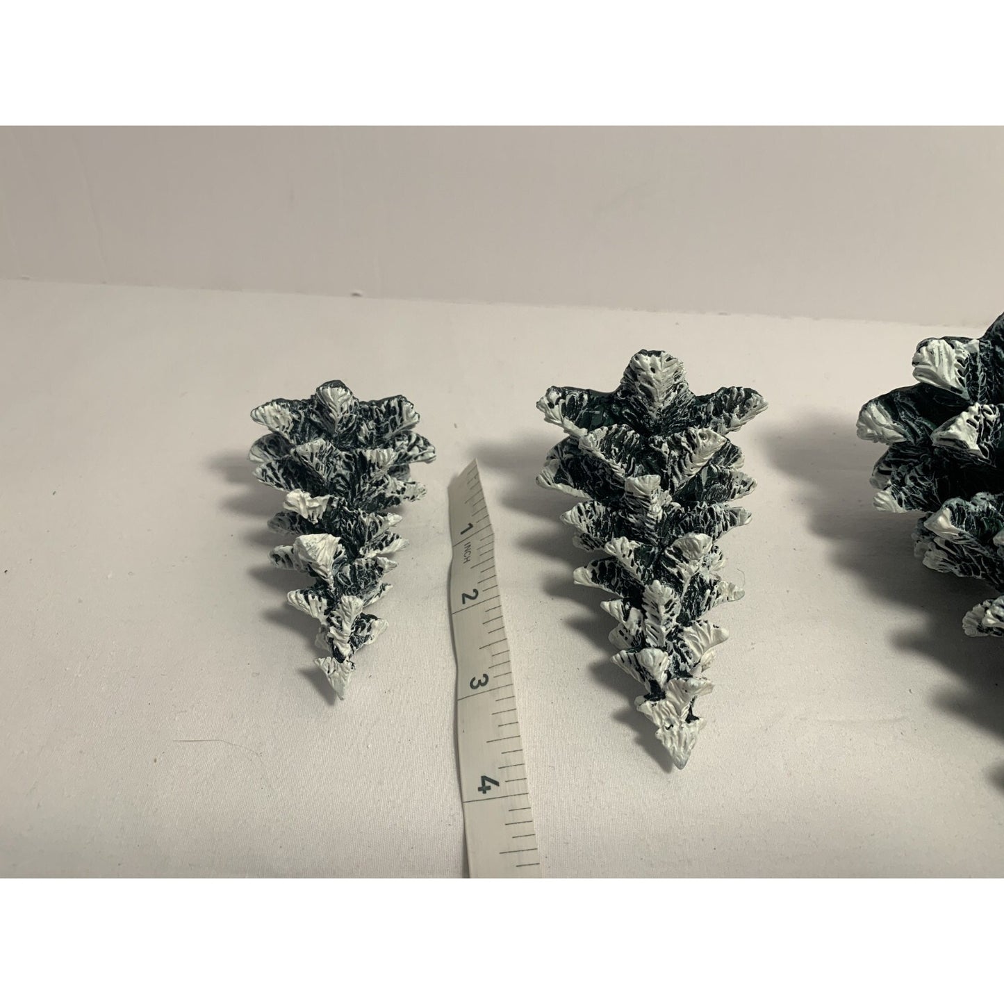 Vintage 90s Department 56 Village Set of 3 Evergreen Trees Cold Cast Porcelain B