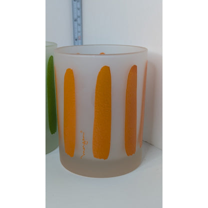 Morgan Glass Citrus Peel 10oz Lowball Retro Barware Glasses Set of 3 Vintage