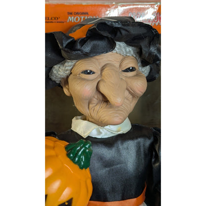 Vintage 1992 Telco Motion-ettes of Halloween Animated 24 in Witch w/Broom