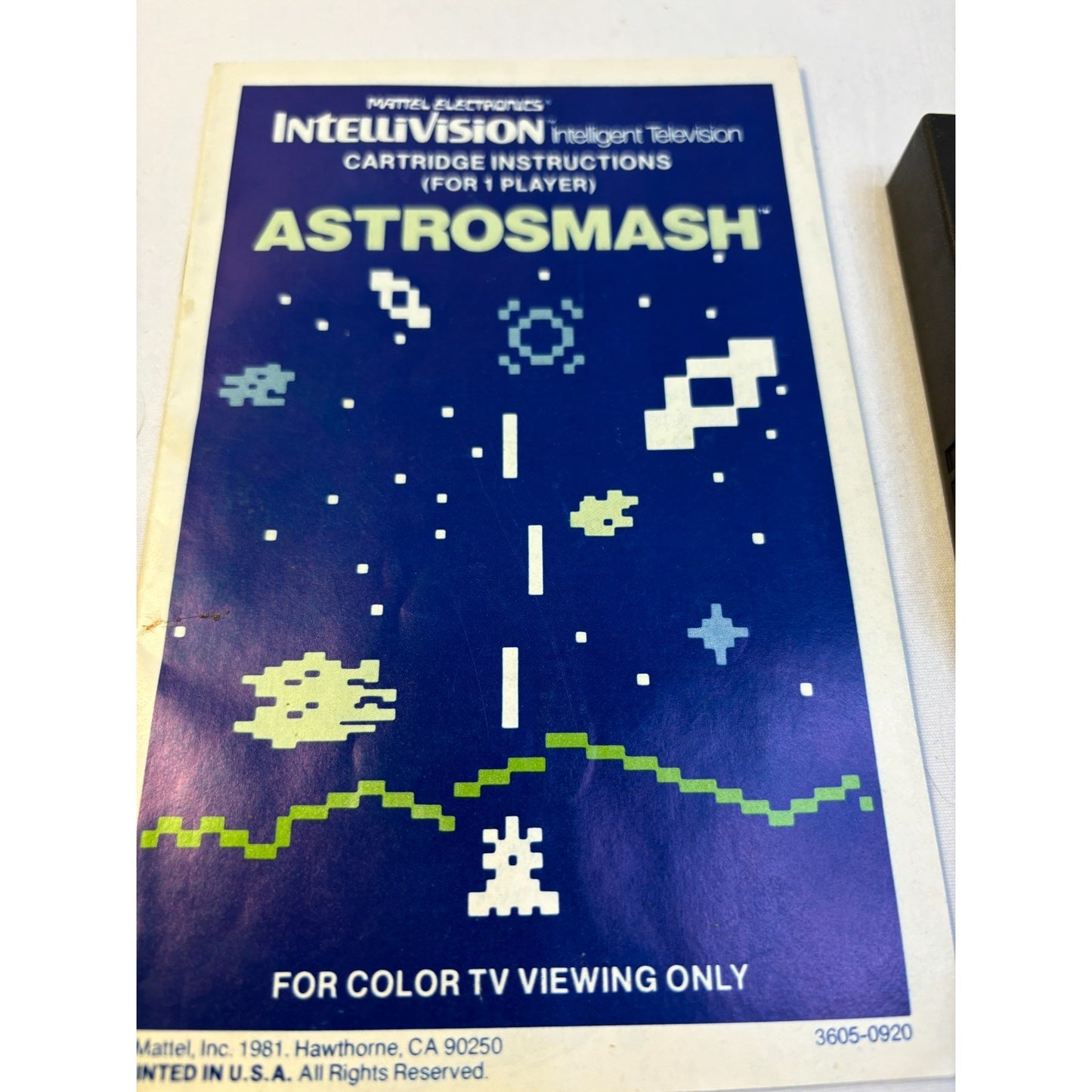 Astrosmash Intellivision Video Game Cartridge + Manual 1981 Tested Works