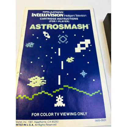 Astrosmash Intellivision Video Game Cartridge + Manual 1981 Tested Works