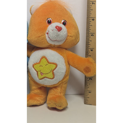 CARE BEARS PLUSH Cuddle Pair Champ Bear & Laugh A Lot Orange Blue 2003 8"