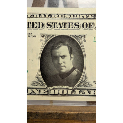 Rare Star Trek Captin Kirk Collectible Funny Money 1 Dollar Bill Hard to Find