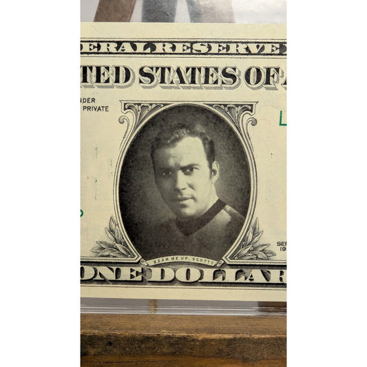 Rare Star Trek Captin Kirk Collectible Funny Money 1 Dollar Bill Hard to Find