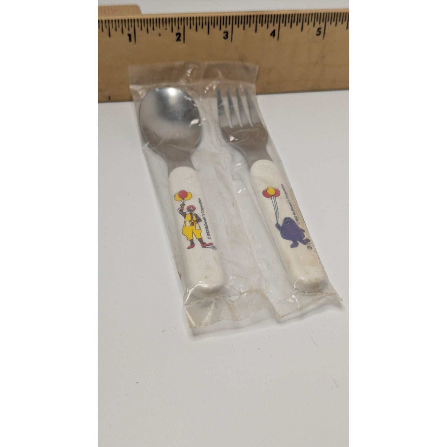 Vintage Sealed 1993 McDonald's 5" Children's Spoon & Fork Set Ronald & Grimace
