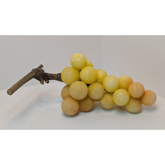 Vintage MCM Hand Painted Italian Alabaster Stone Fruit Grape Cluster w/Stem