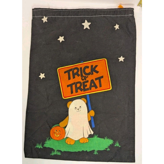 Vintage Trick Or Treat Candy Bag Glow in The Dark Cute Ghost / White Fence Gang