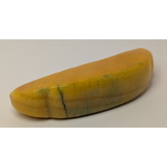 Vintage Alabaster Stone Fruit Yellow Melon Slice w/ Painted Seeds 6" 15.3oz
