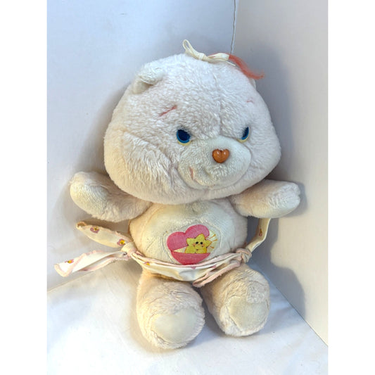 Vintage 1983 Care Bear Baby Hugs Bear Plush with Diaper Kenner Pastel Pink