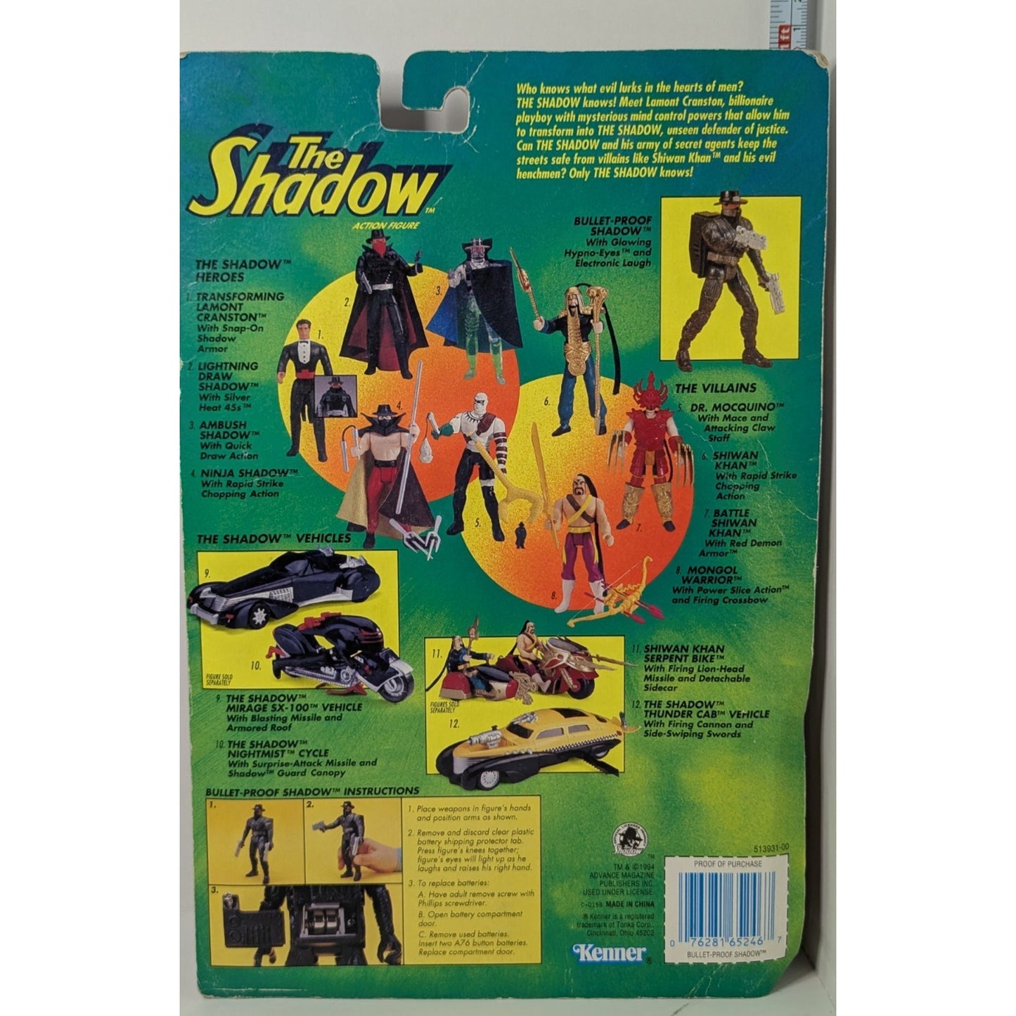 90s The Shadow Electronic Bullet Proof Shadow Deluxe Action Figure Vintage Kenner