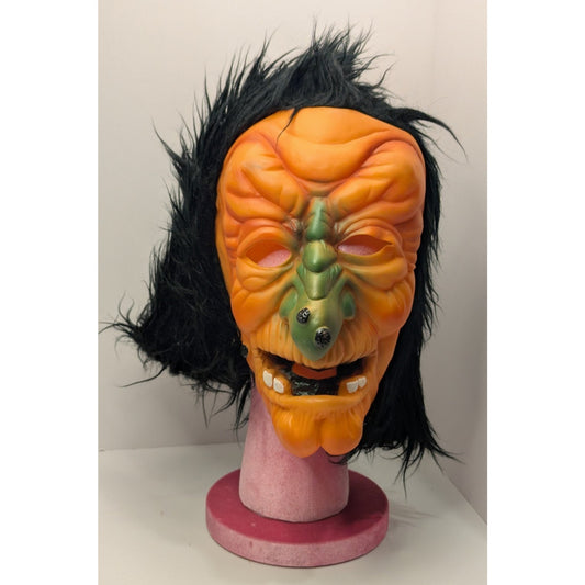 Vtg 70s 80s Scary Rubber Mask Goblin With Green Nose Halloween Spooky