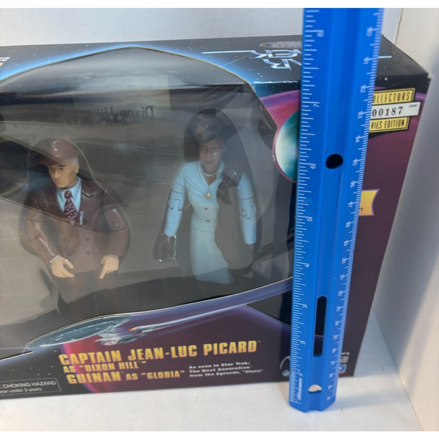 1998 Playmates Star Trek Captain Picard Dixon Hill Guinan Gloria Figure Set Open