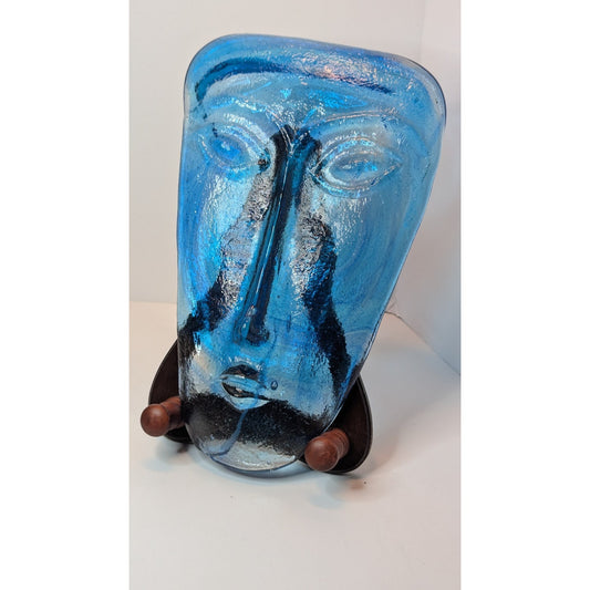 Vintage SKYDREAMER Blue Art Glass Face Mask Jaramillo Brothers Hand Made