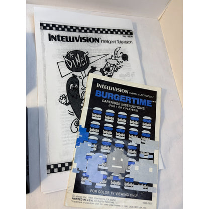 BURGERTIME & DINER Game Cartridges Intellivision Tested w/ One Original Manual