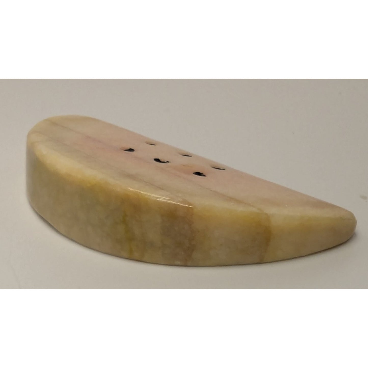 Vintage Italian Alabaster or Marble Hand Carved Stone Fruit Watermelon Slice 5"