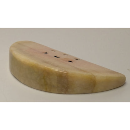 Vintage Italian Alabaster or Marble Hand Carved Stone Fruit Watermelon Slice 5"