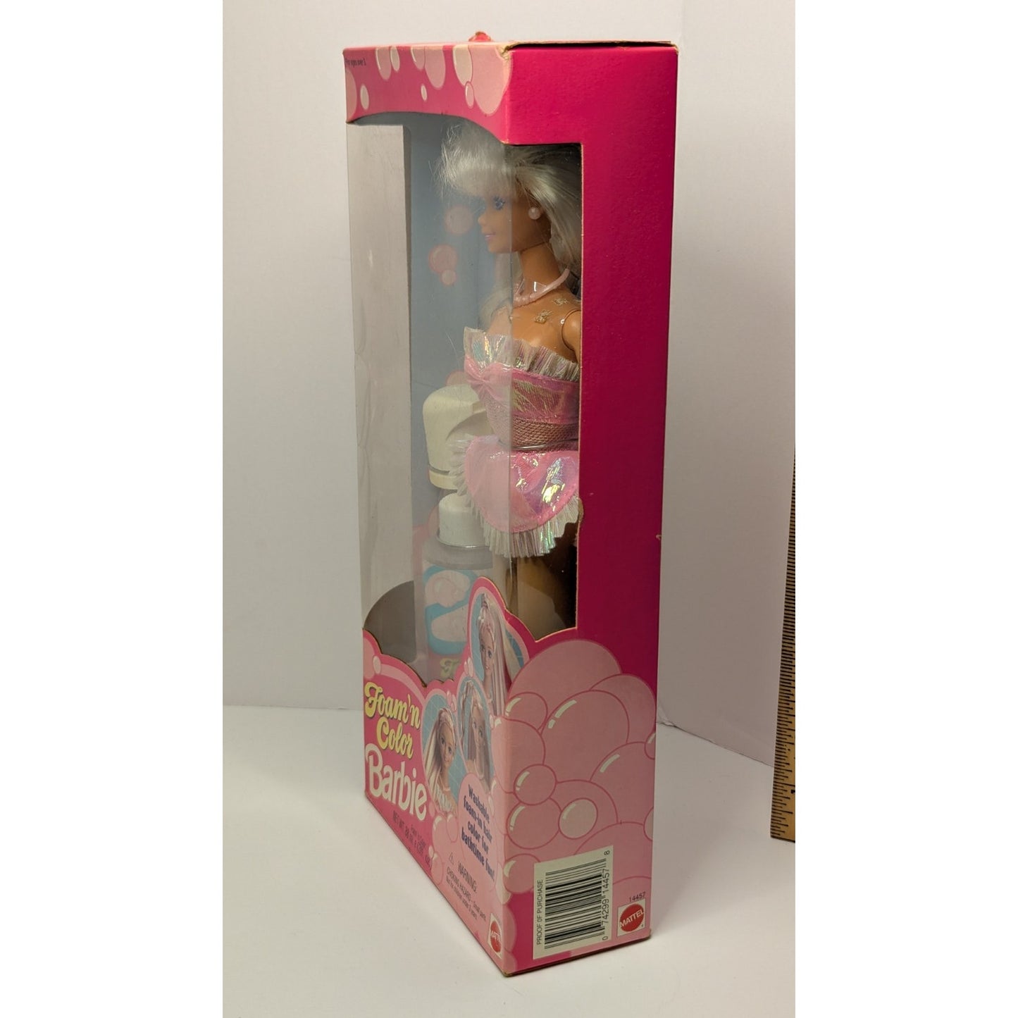 1995 Mattel Barbie Foam N Color Barbie Doll with Pink Foam #14457 New In Box