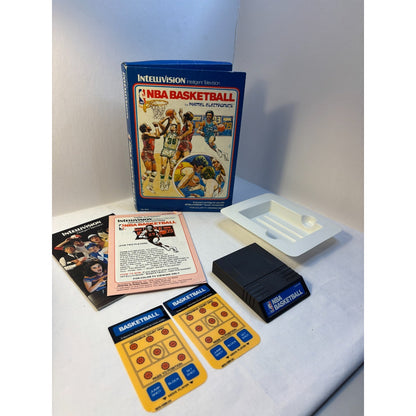Intellivision NBA Basketball Game 1980 Complete in Box w/ Manual Overlays Tested