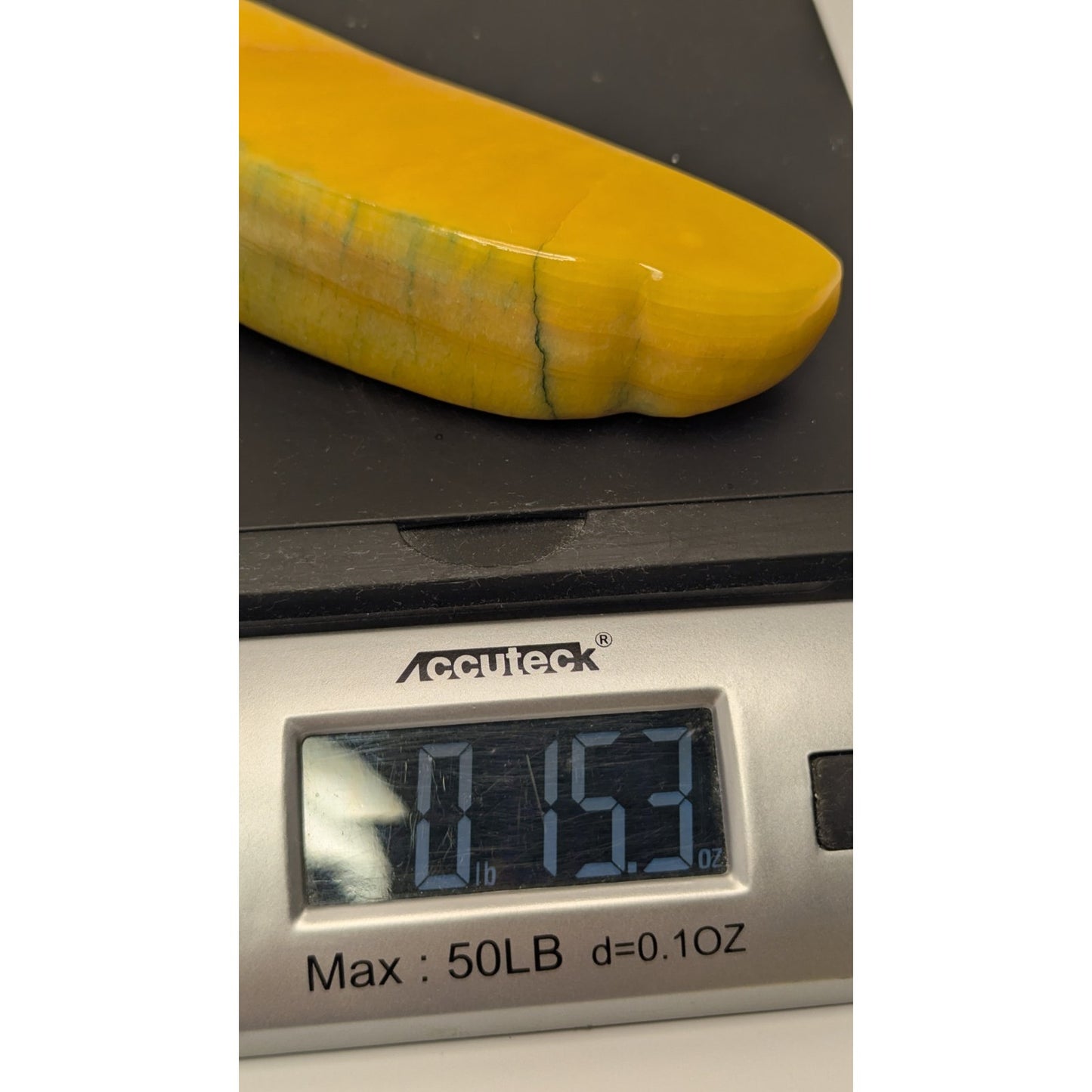 Vintage Alabaster Stone Fruit Yellow Melon Slice w/ Painted Seeds 6" 15.3oz