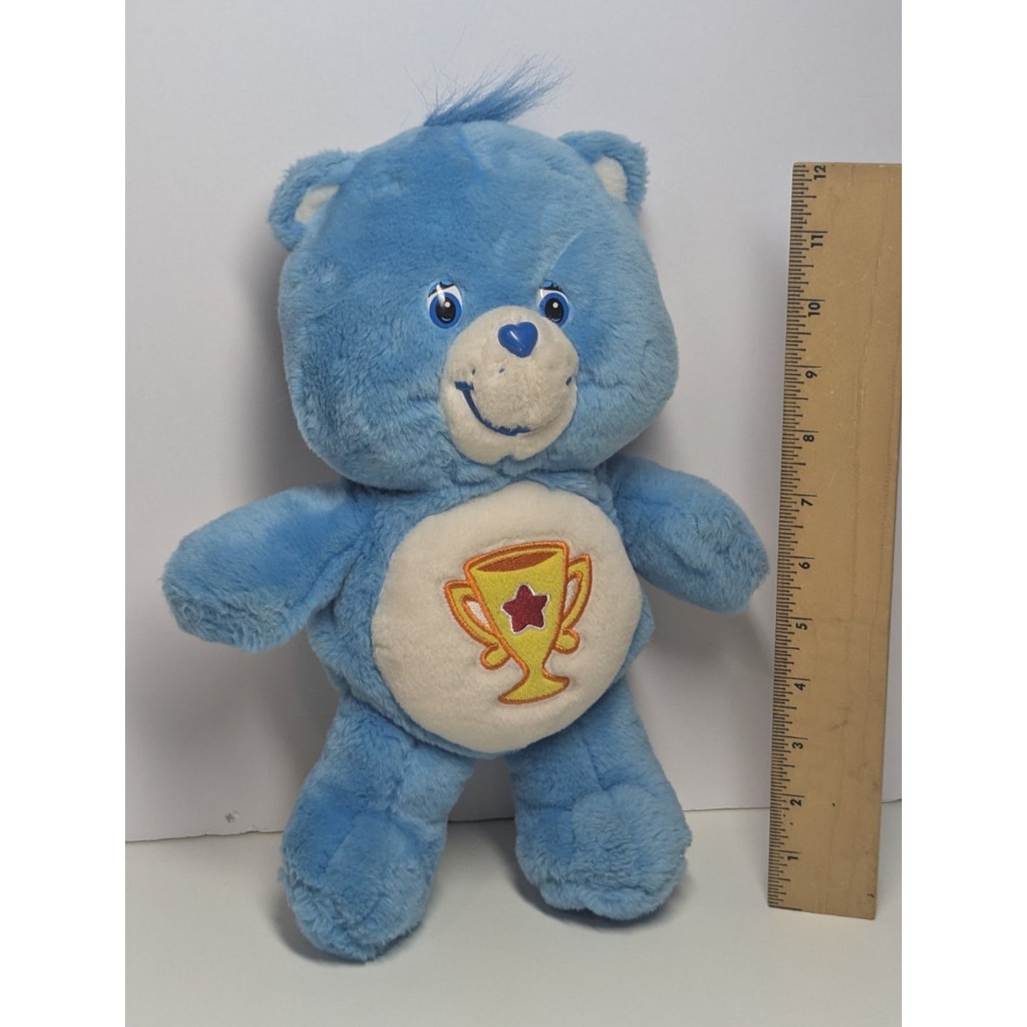 Care Bears 2003 Champ Bear Blue Championship Trophy Plush 13" Stuffed Animal Toy