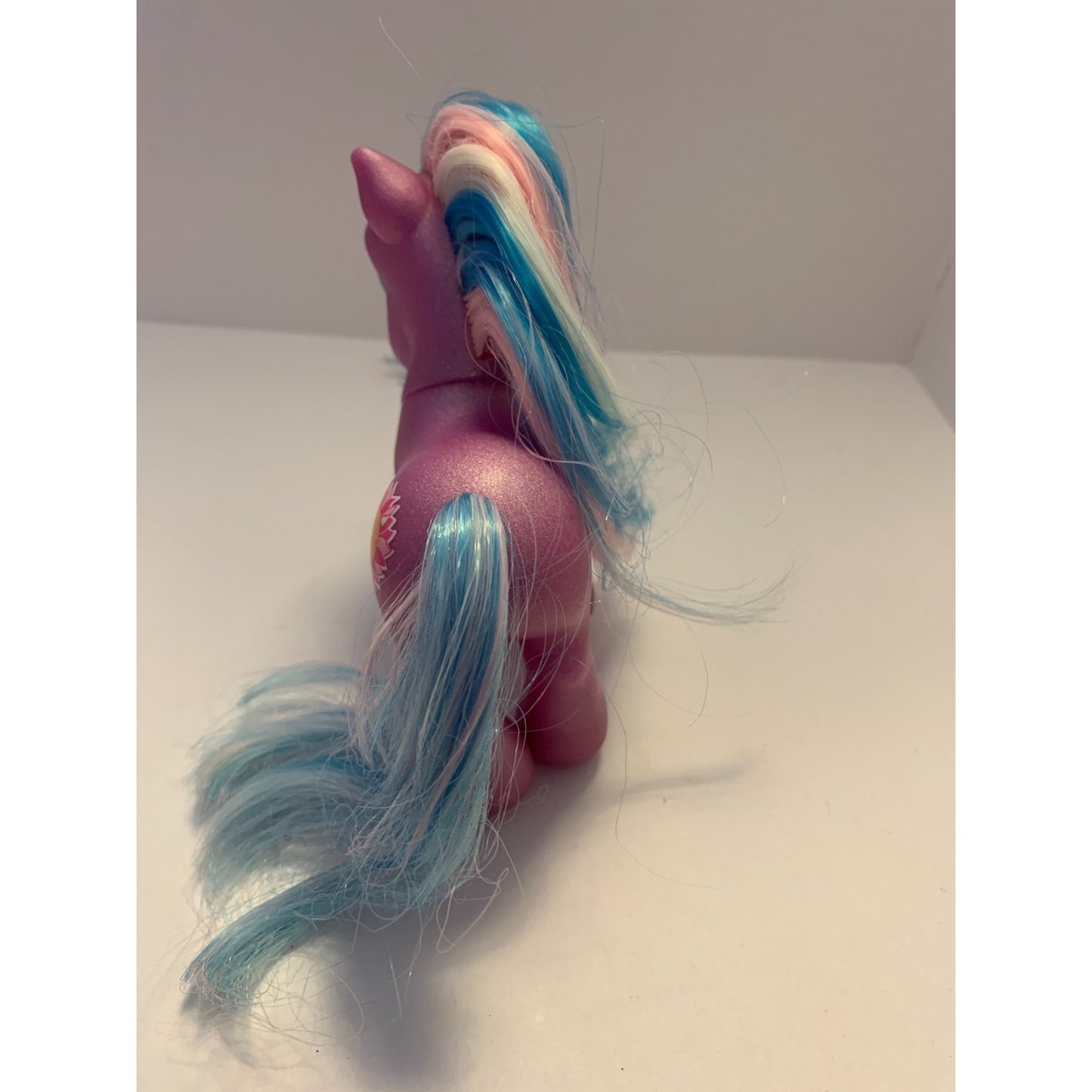 Vintage MLP My Little Pony G3 Sunshower 2002 Purple Shimmer Pink Blue White Hair