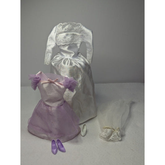 Vintage BARBIE Romantic Wedding Fashion Dresses Bridesmaid 1986 #3102