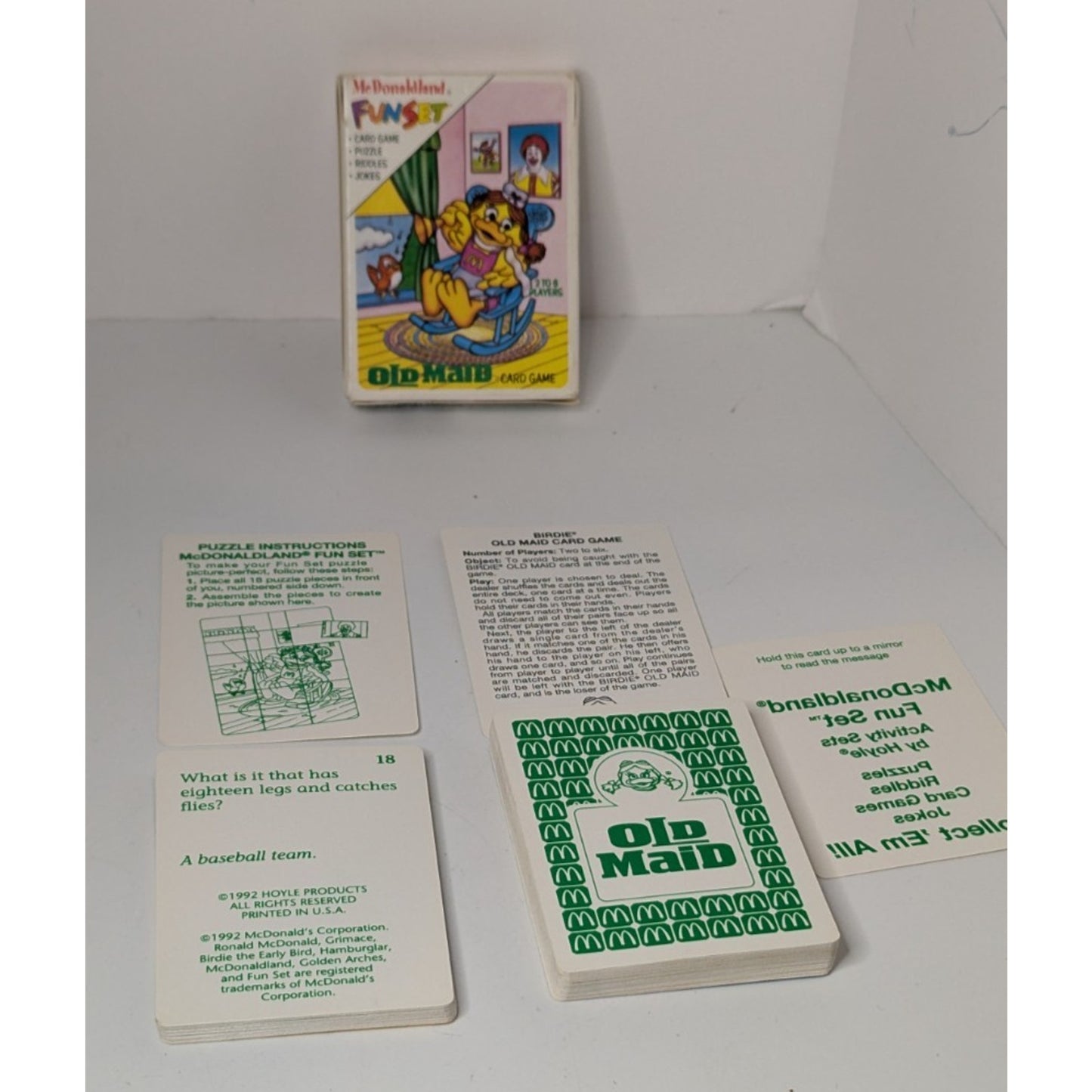 Vintage Happy Meal Toy McDonaldland Funset Birdie Old Maid Card Game Complete