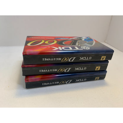 Blank TDK Cassette D60 Tapes IECI/Type I High Output Lot of 3 New Sealed