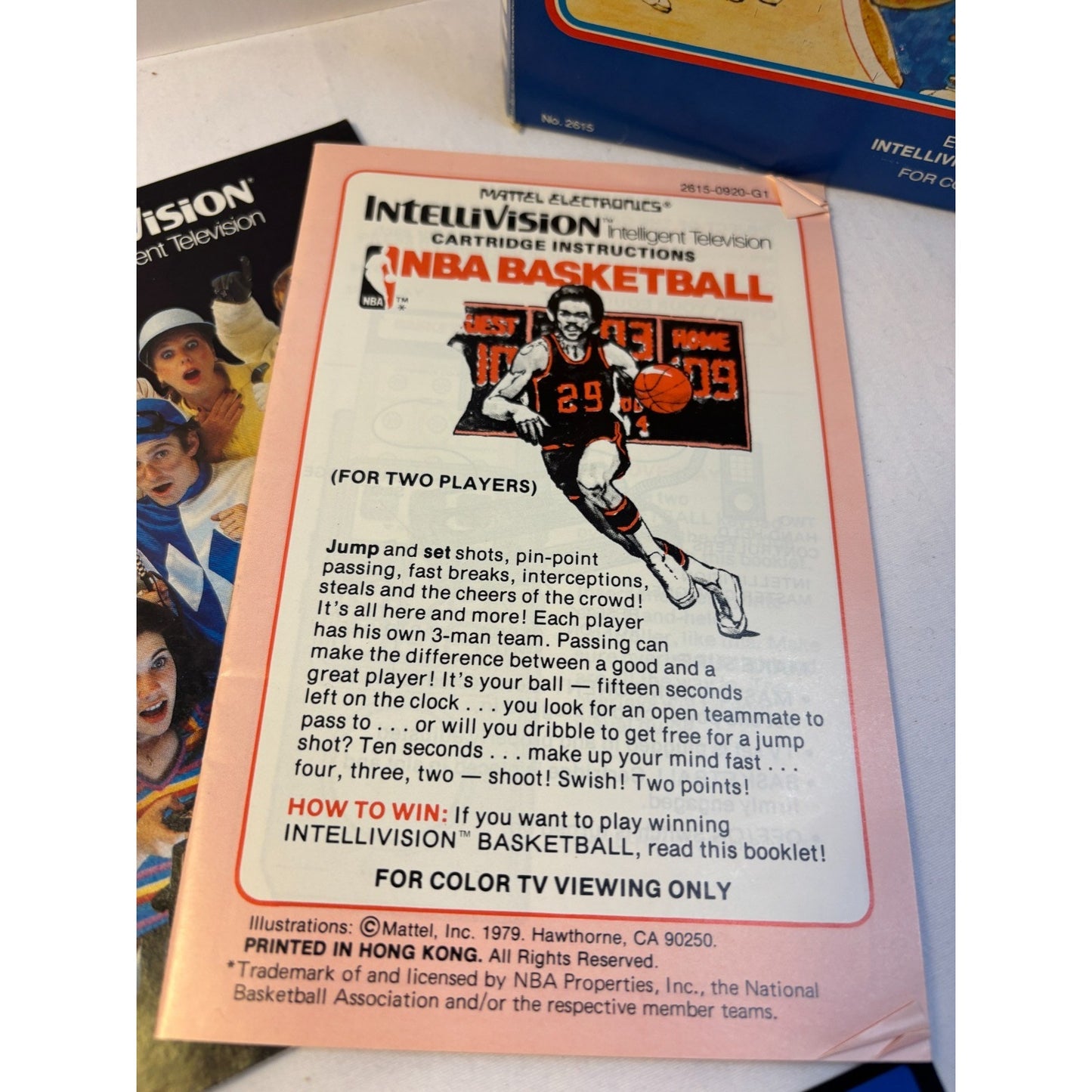 Intellivision NBA Basketball Game 1980 Complete in Box w/ Manual Overlays Tested