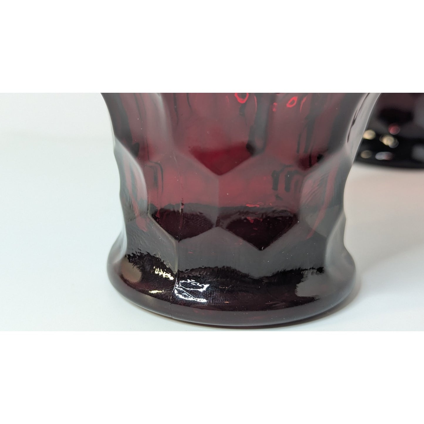 Ruby Red Georgian Honeycomb 8oz Glasses Vintage Anchor Hocking 4 1/8” Set Of 2