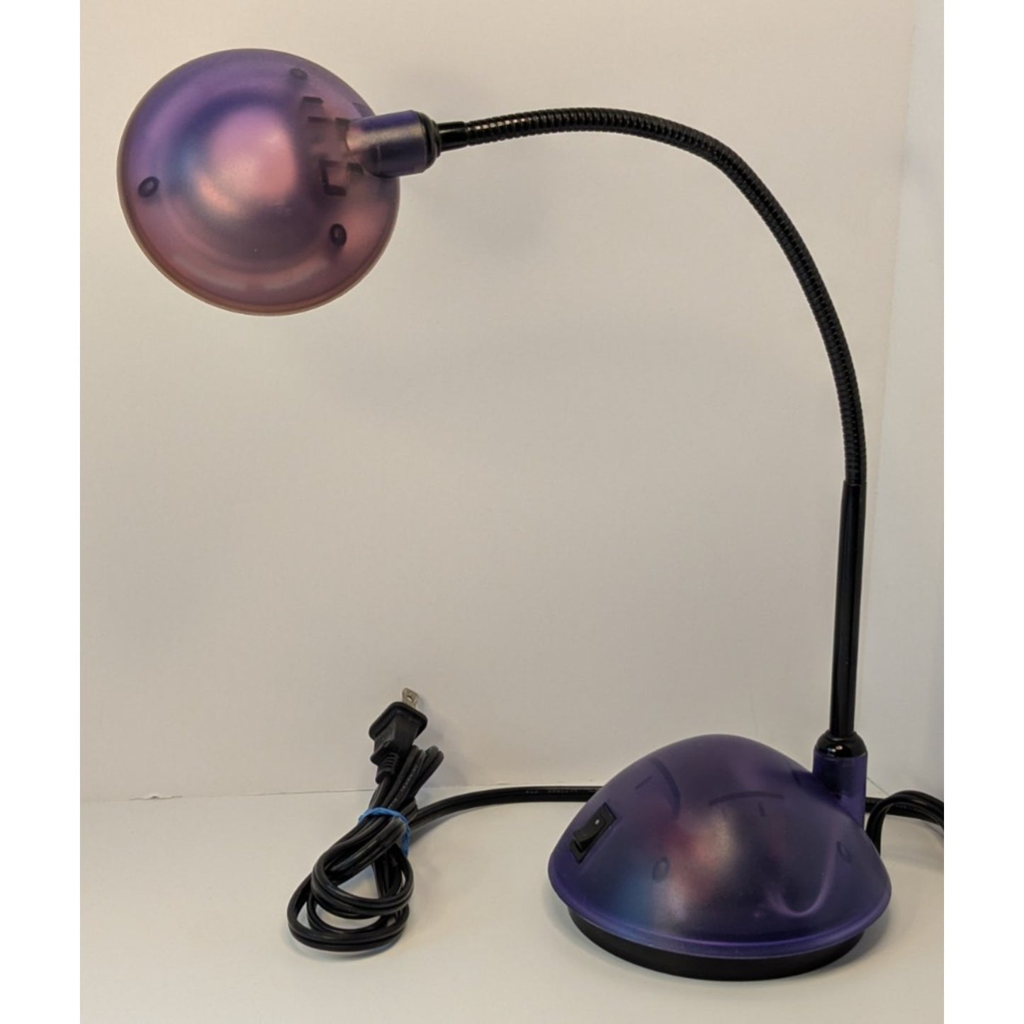 2000's y2K Purple/Black Clear Adjustable Bendable Gooseneck Round Desk Lamp
