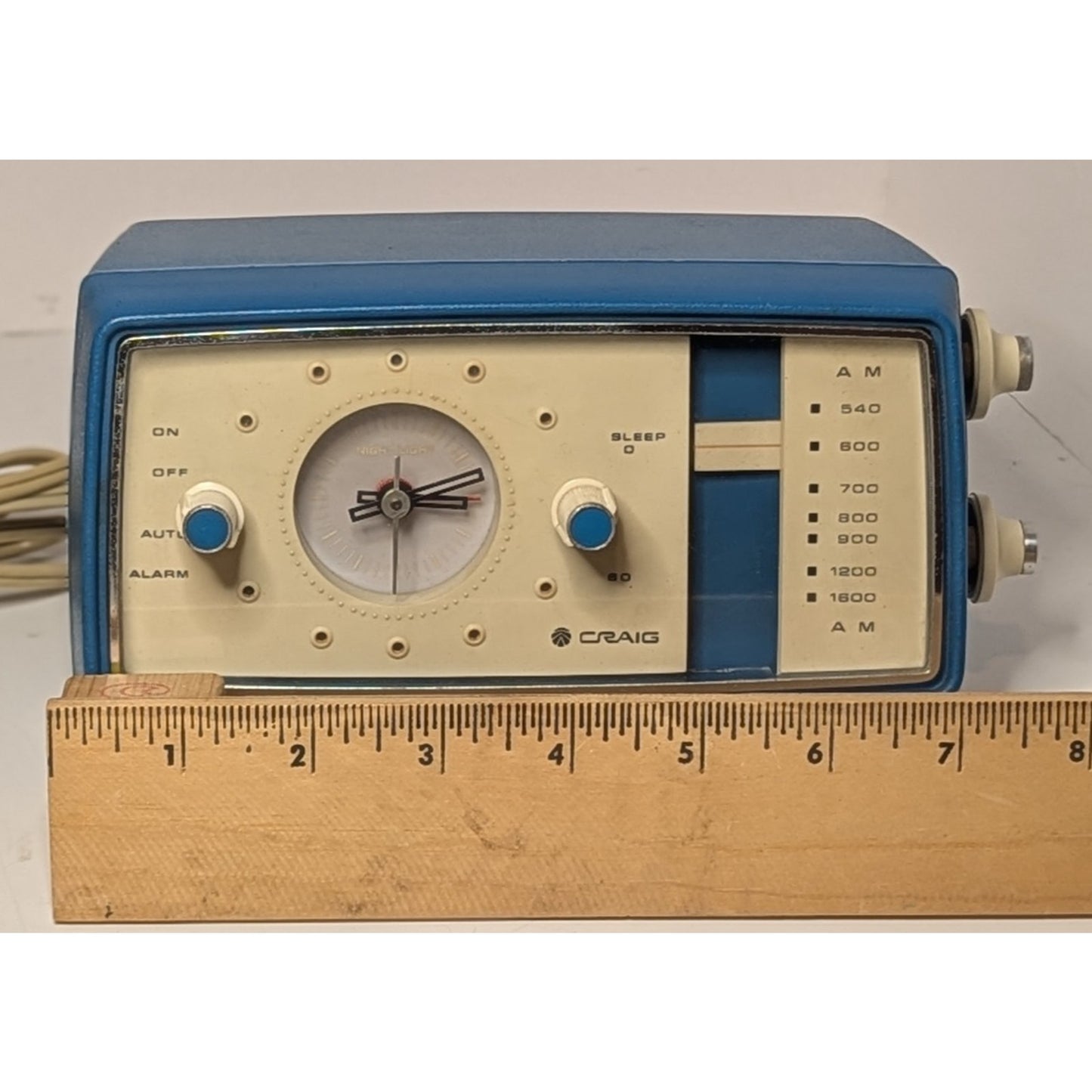 Rare Vintage CRAIG 1602 AM Clock Radio Teal Blue MCM Sanyo Japan Atomic