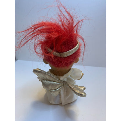 Vintage Russ Troll Doll Angel Christmas with Halo 18280 Red Hair 90s Toy 4”
