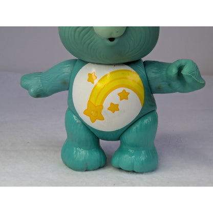 Vintage 1980's American Greetings CARE BEARS Wish Bear PVC Figure Turquoise 3.25"