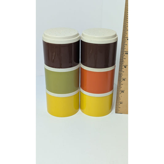 6 Vintage Tupperware Seasoning Spice Jars Stackable Harvest Colors Shakers